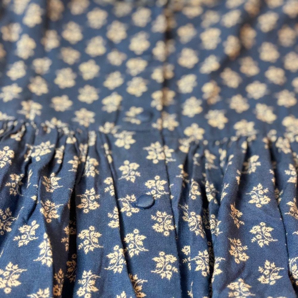 Ralph Lauren Baby Girl Blue Floral Calico Dress and Bloomers Set 18M Preppy Blue - Picture 5 of 7